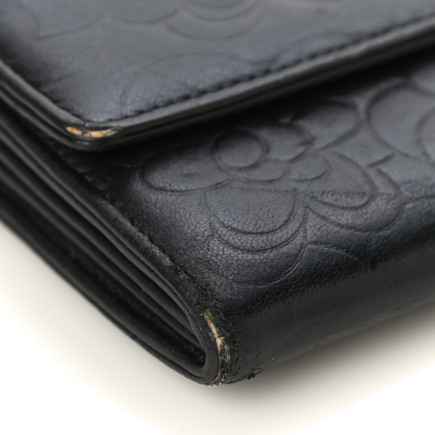 Chanel Lambskin Camellia Embossed Wallet on Chain WOC Black 10 of 29