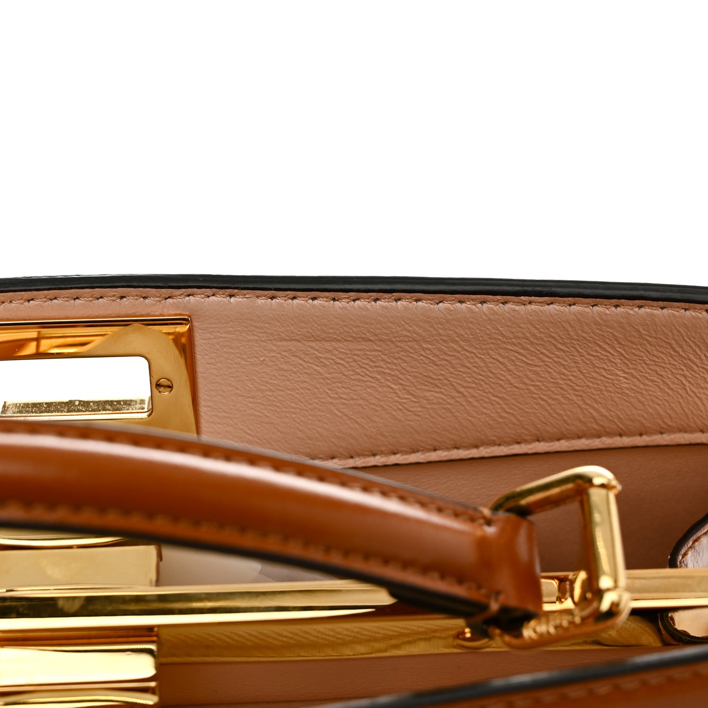 Vitello King Luxor Shiny Nappa Medium Peekaboo I SEE U East West Satchel Brandy Light Rose