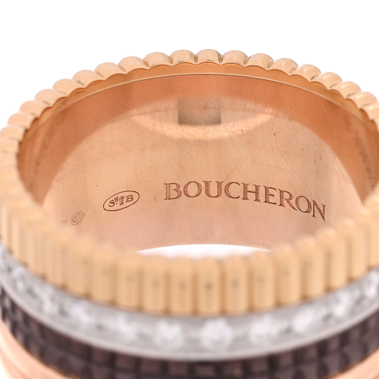 Boucheron 18K Pink Yellow White Gold Diamond PVD Large Quatre Classique Ring 58 8.25 5 of 5