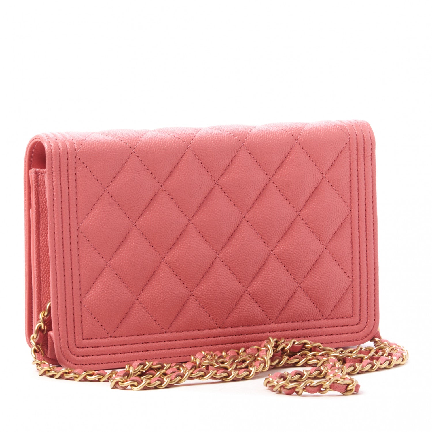 Chanel Caviar Quilted Boy Wallet On Chain WOC Pink 2 of 10