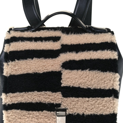 Proenza Schouler Calfskin Shearling Small Blurred Stripe PS Backpack Black Nude 9 of 9