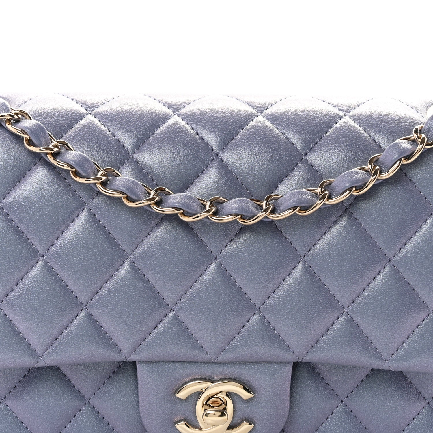 Chanel Iridescent Lambskin Quilted Medium Double Flap Light Purple 8 of 11
