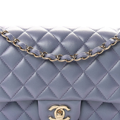 Chanel Iridescent Lambskin Quilted Medium Double Flap Light Purple 8 of 11