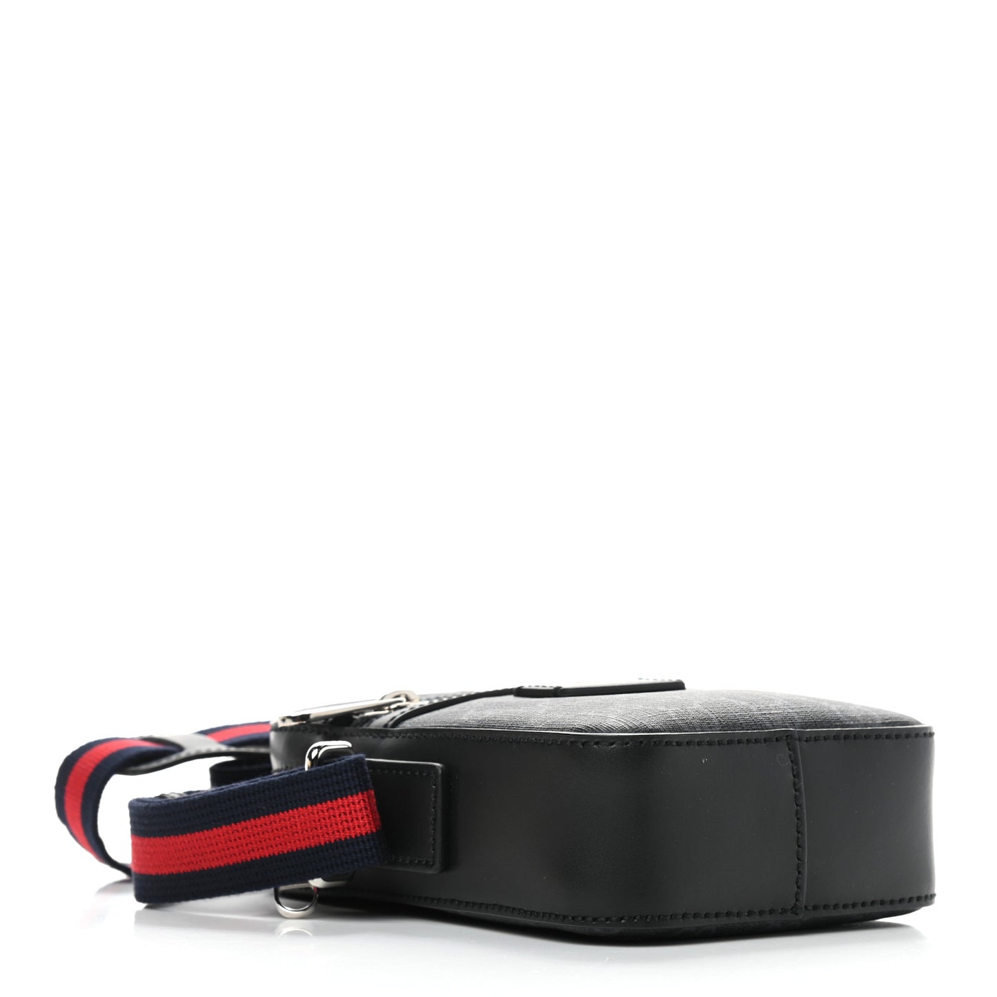 GG Supreme Monogram Appia Calfskin Web Small Camera Messenger Bag Black Grey