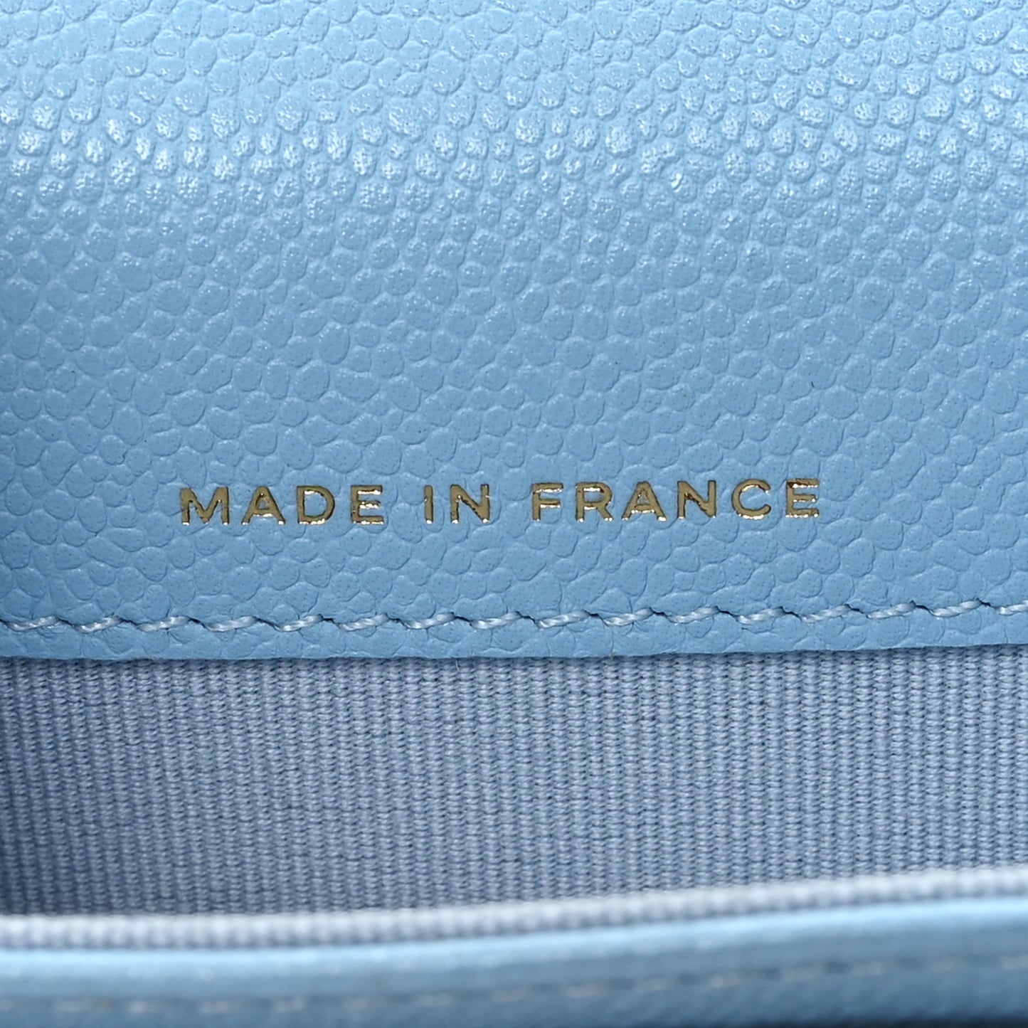 Caviar Quilted Flap Card Holder Wallet Light Blue