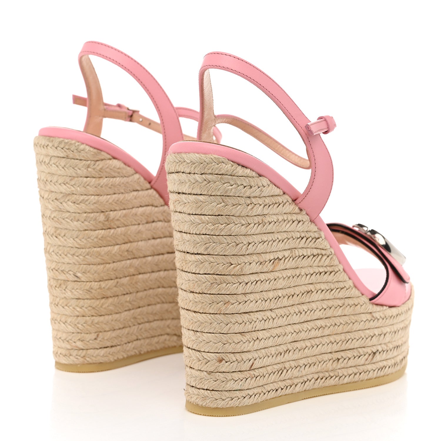 Gucci Lifford Calfskin Aitana Espadrille Platform 45/130mm Wedge Sandals 38.5 Wild Rose 4 of 8