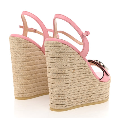 Gucci Lifford Calfskin Aitana Espadrille Platform 45/130mm Wedge Sandals 38.5 Wild Rose 4 of 8