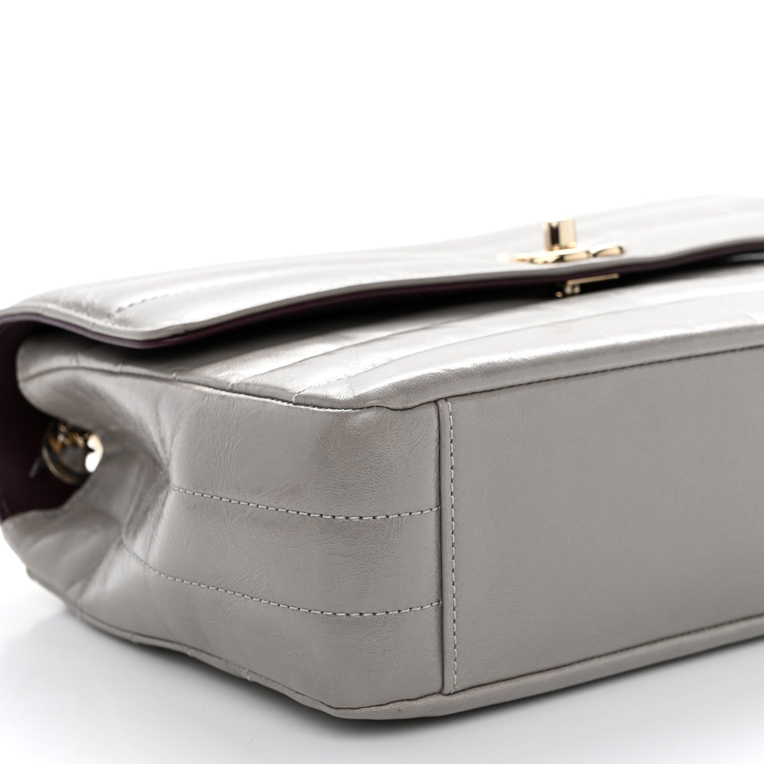 Chanel Shiny Lambskin Chevron Quilted Miroir Grey 9 of 10