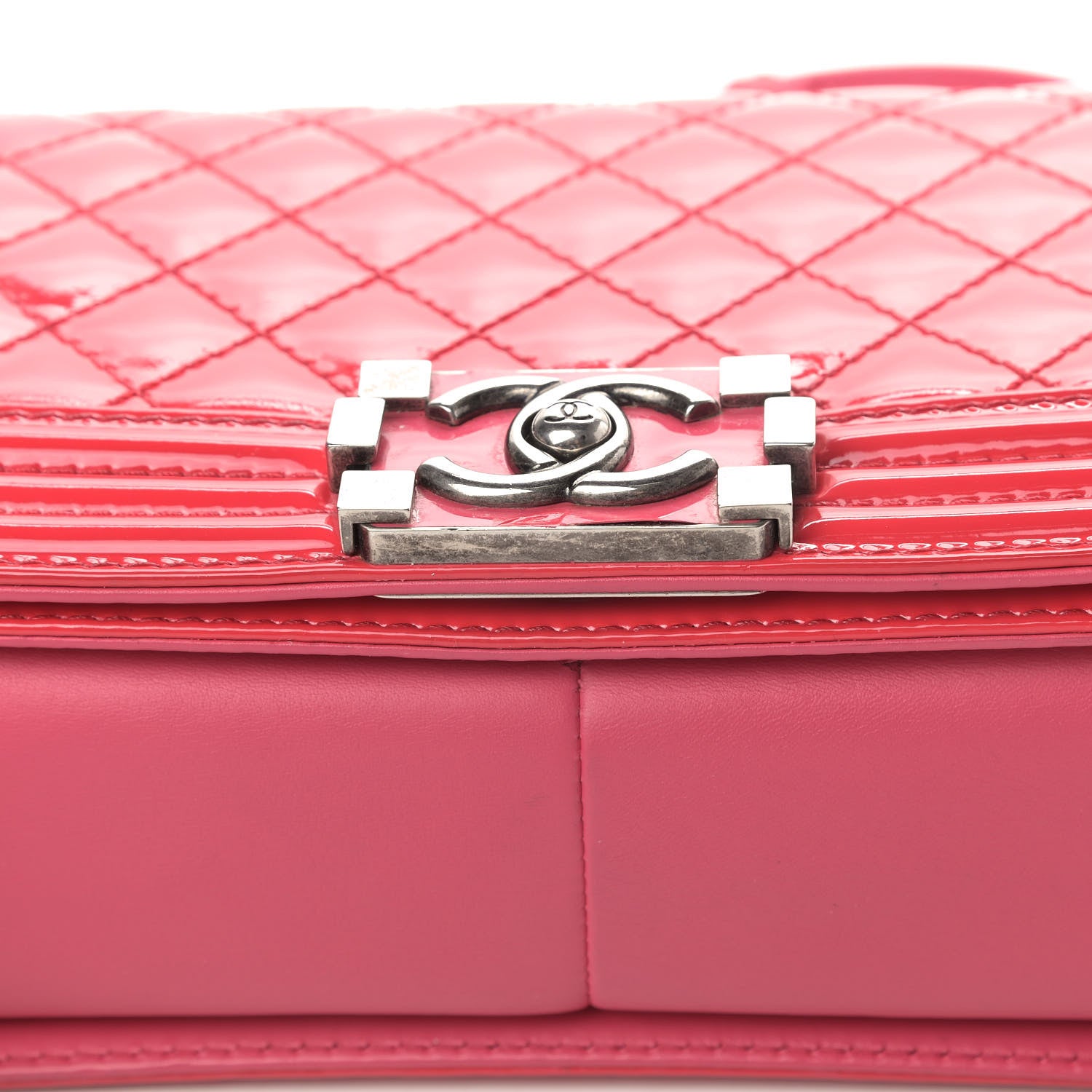 Chanel Patent Calfskin Enamel Quilted Medium Boy Flap Dark Pink 6 of 6