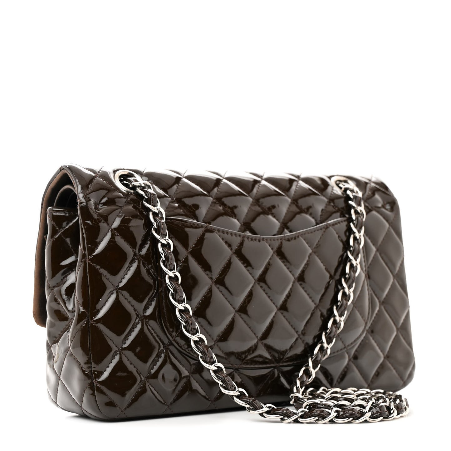 Patent Quilted Medium Double Flap Brown
