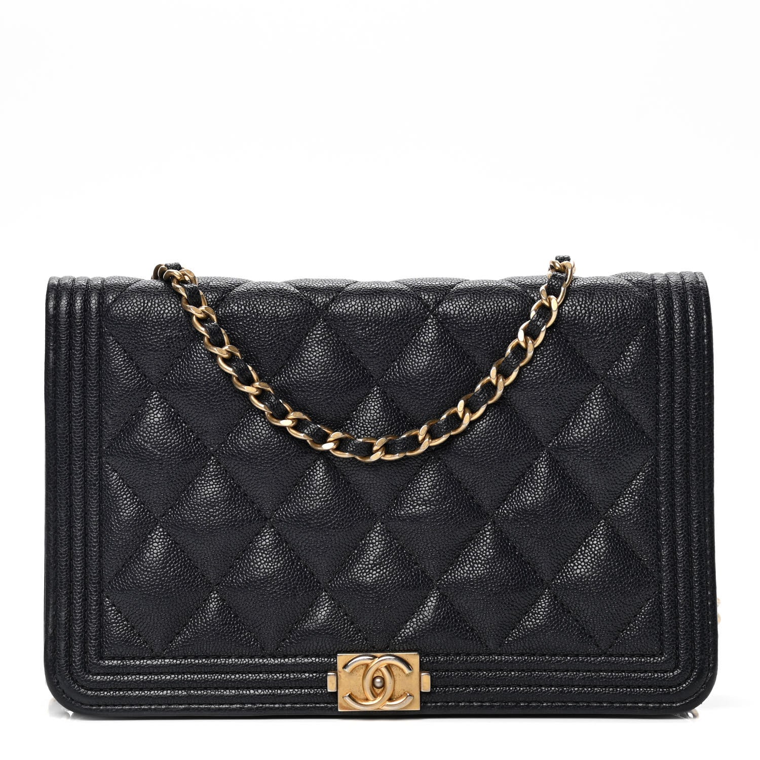 Chanel Caviar Quilted Boy Wallet On Chain WOC Navy 1 of 6