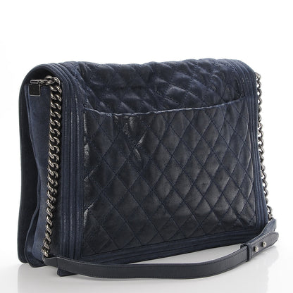 Chanel Iridescent Calfskin Quilted Large Gentle Boy Flap Navy 3 of 7