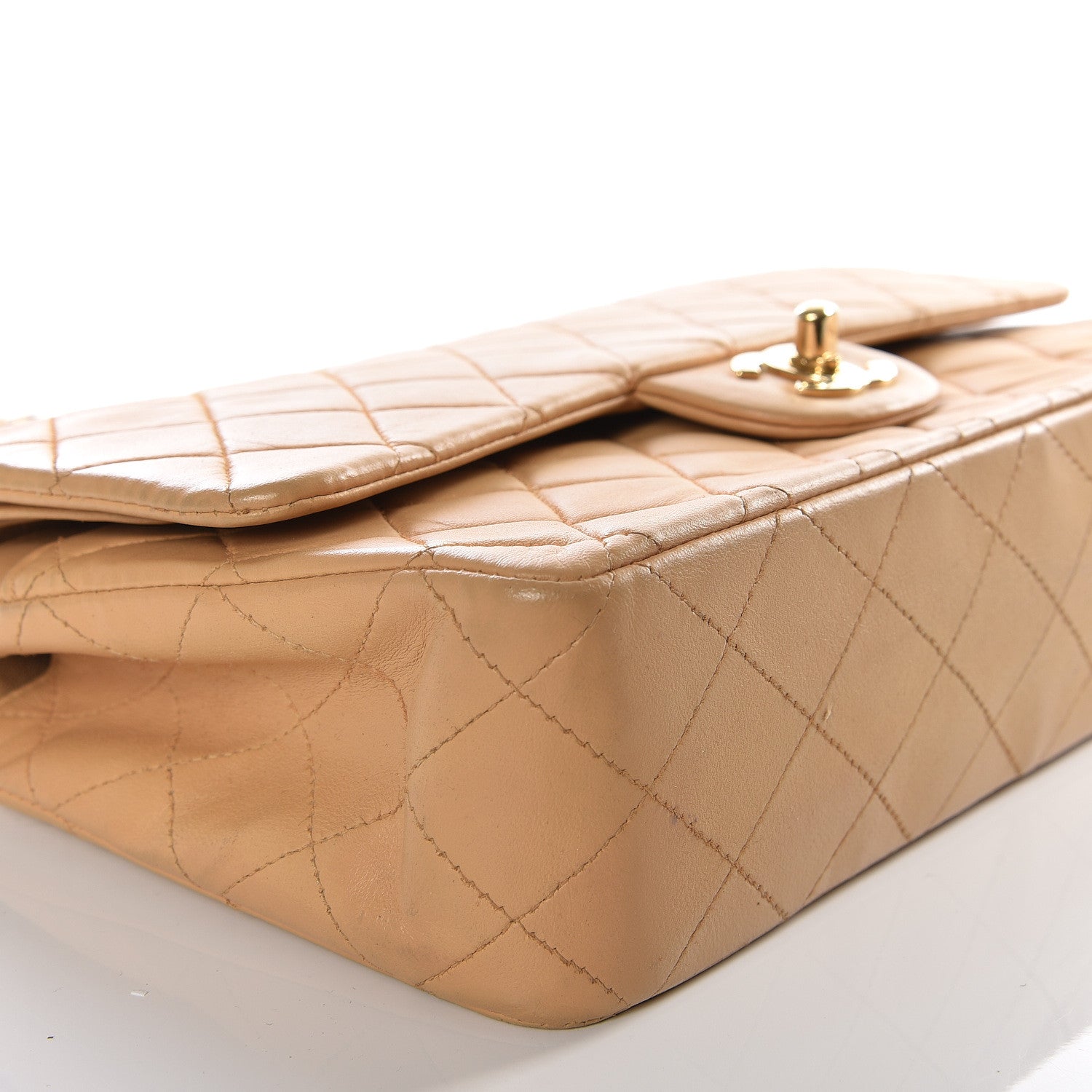 Chanel Lambskin Quilted Medium Double Flap Beige 7 of 14