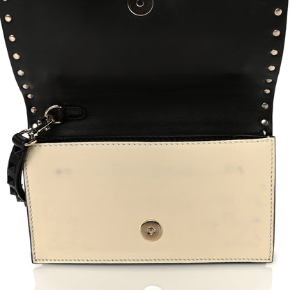 Valentino Garavani Nappa Small Rockstud Wristlet Clutch Light Ivory Black 9 of 10