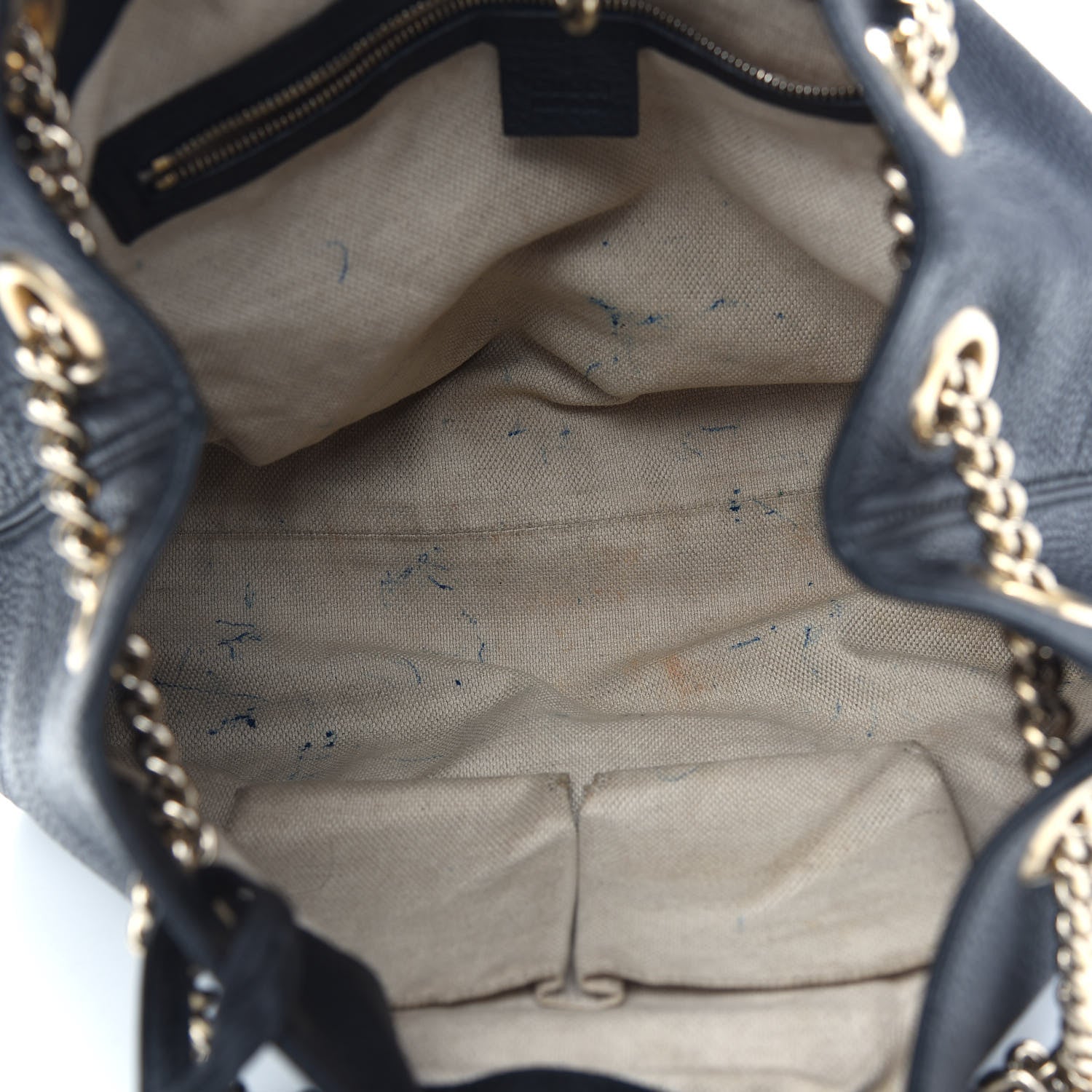 Gucci Pebbled Calfskin Medium Soho Chain Shoulder Bag Black 5 of 11