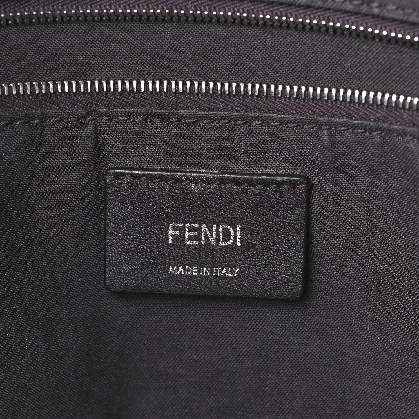 Glazed Fabric Vitello Century FF 1974 Stamp Patch Shopping Tote Mogano Panna Black