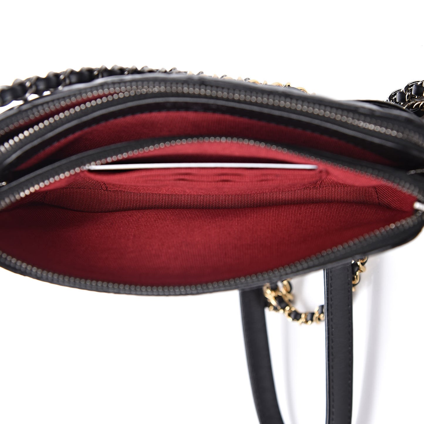 Aged Calfskin Quilted Small Gabrielle Clutch With Chain Black