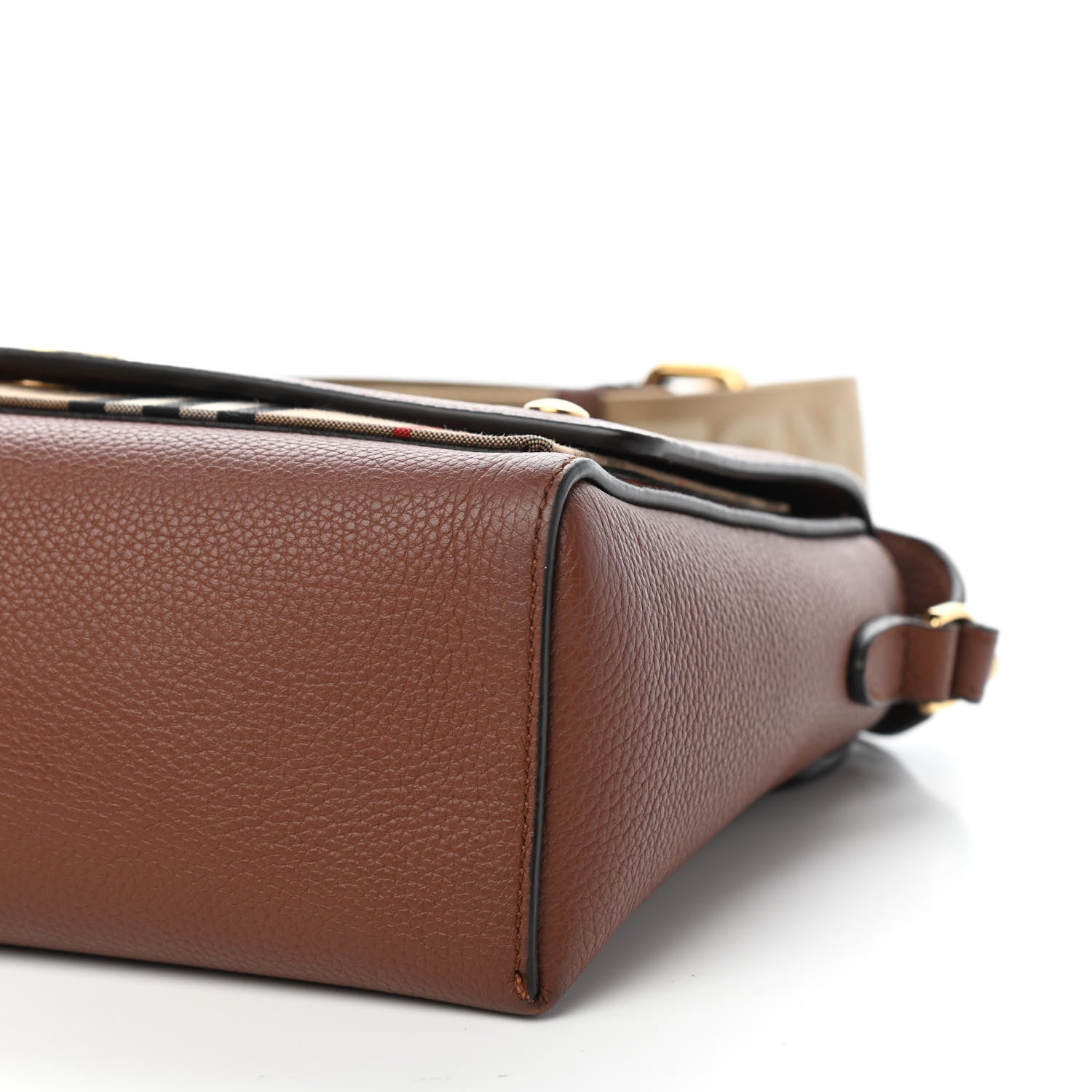Burberry Calfskin Vintage Check Note Crossbody Bag Tan 8 of 9