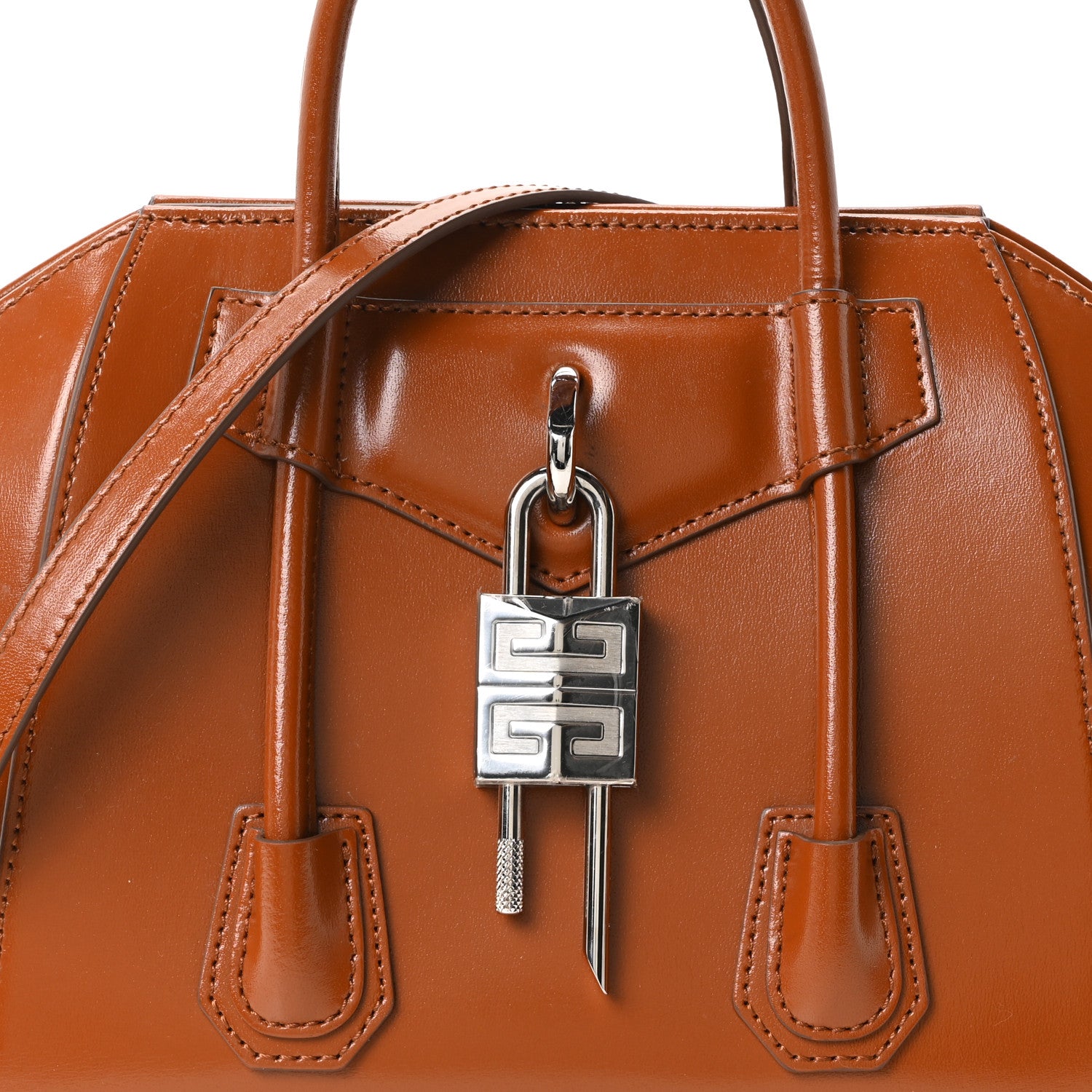 Givenchy Box Calfskin Mini Lock Antigona Shoulder Bag Beige Chestnut 8 of 10