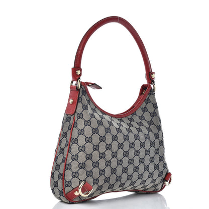 Gucci Monogram Medium Abbey D Ring Hobo Navy Red 3 of 7