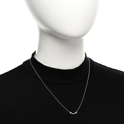 Tiffany 18K White Gold Diamond Mini T Smile Pendant Necklace 2 of 5