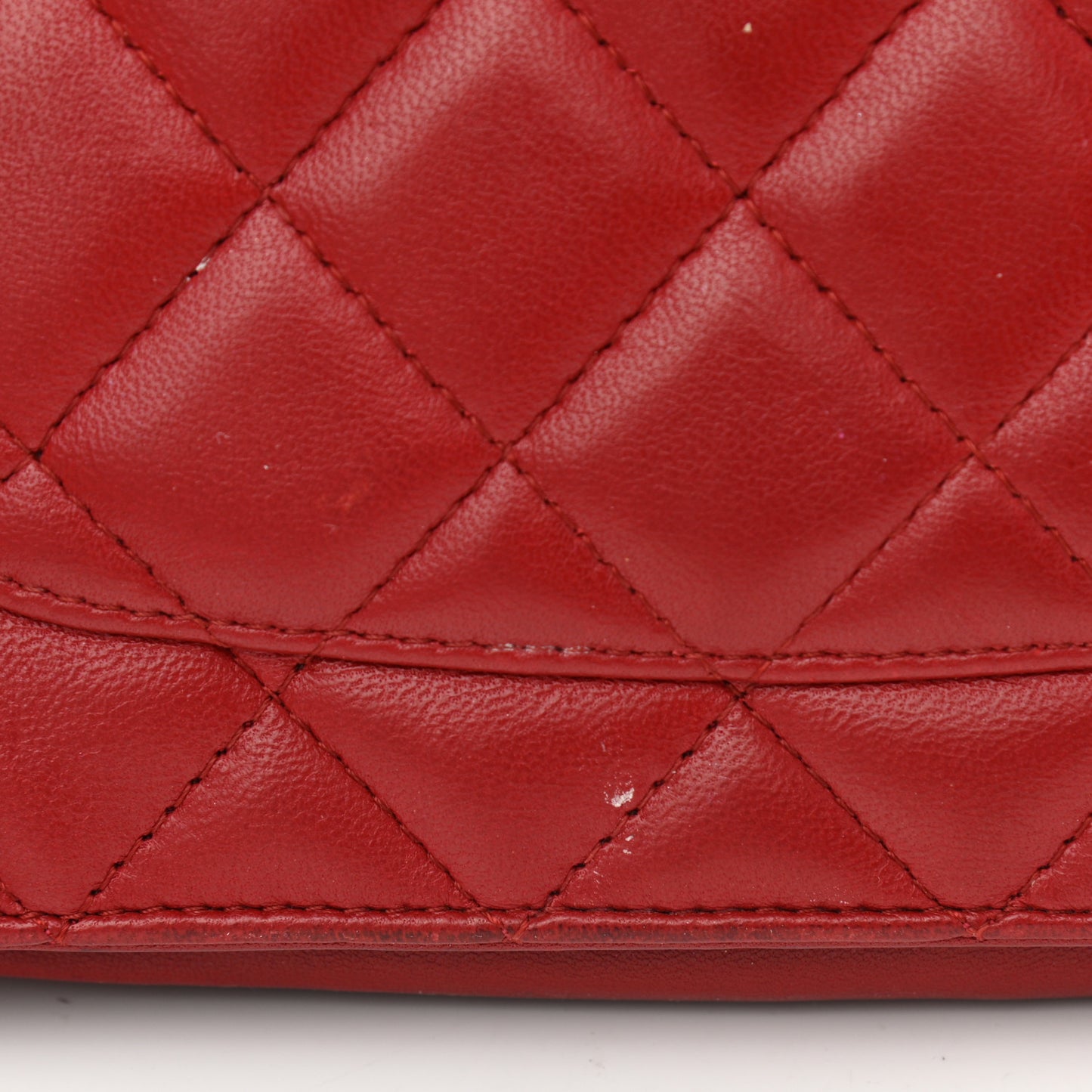 Lambskin Quilted Wallet On Chain WOC Red