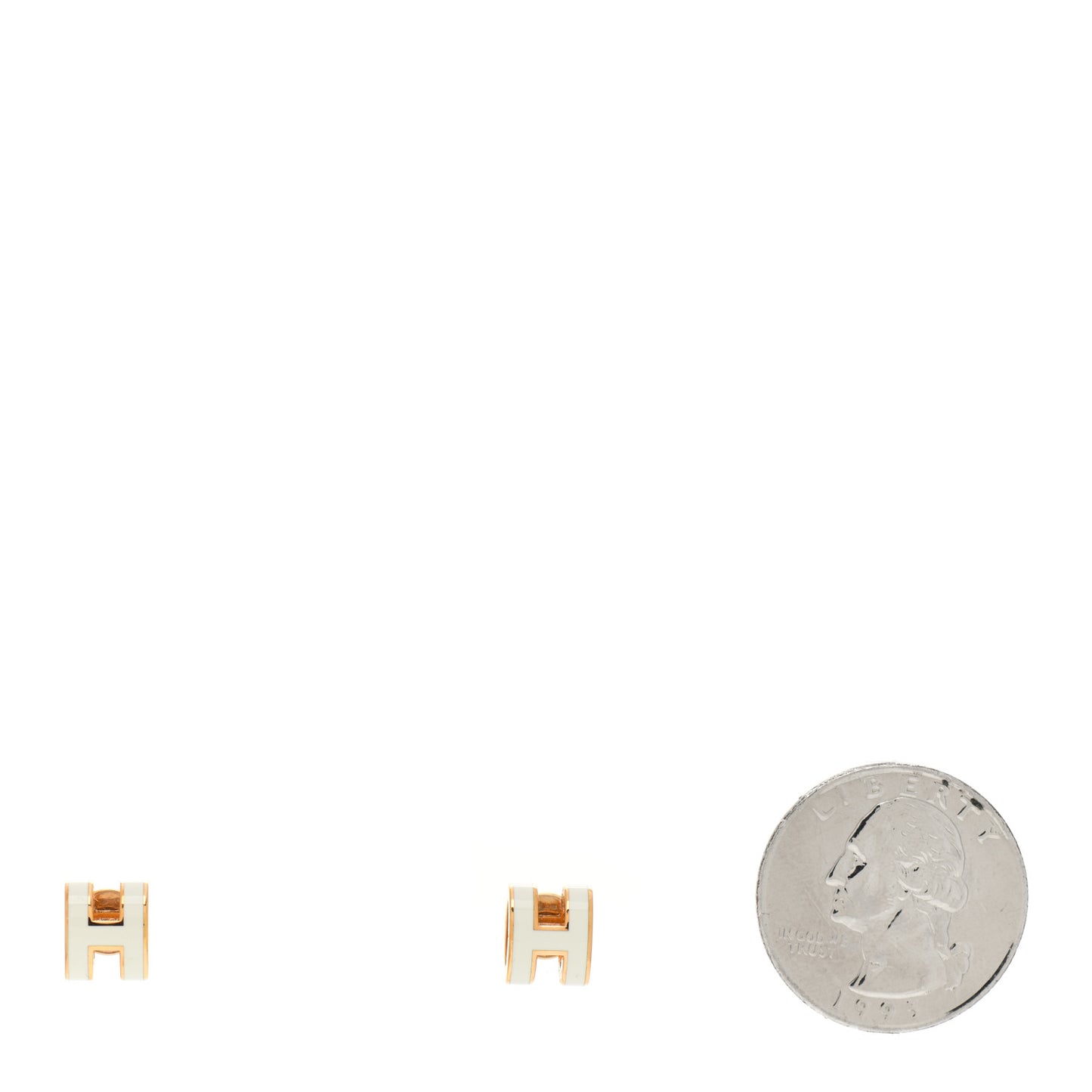 Rose Gold Lacquered Mini Pop H Earrings White