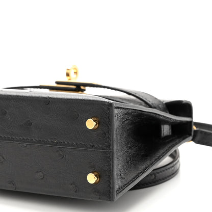Hermes Ostrich Kelly Sellier Mini 20 Black 10 of 11