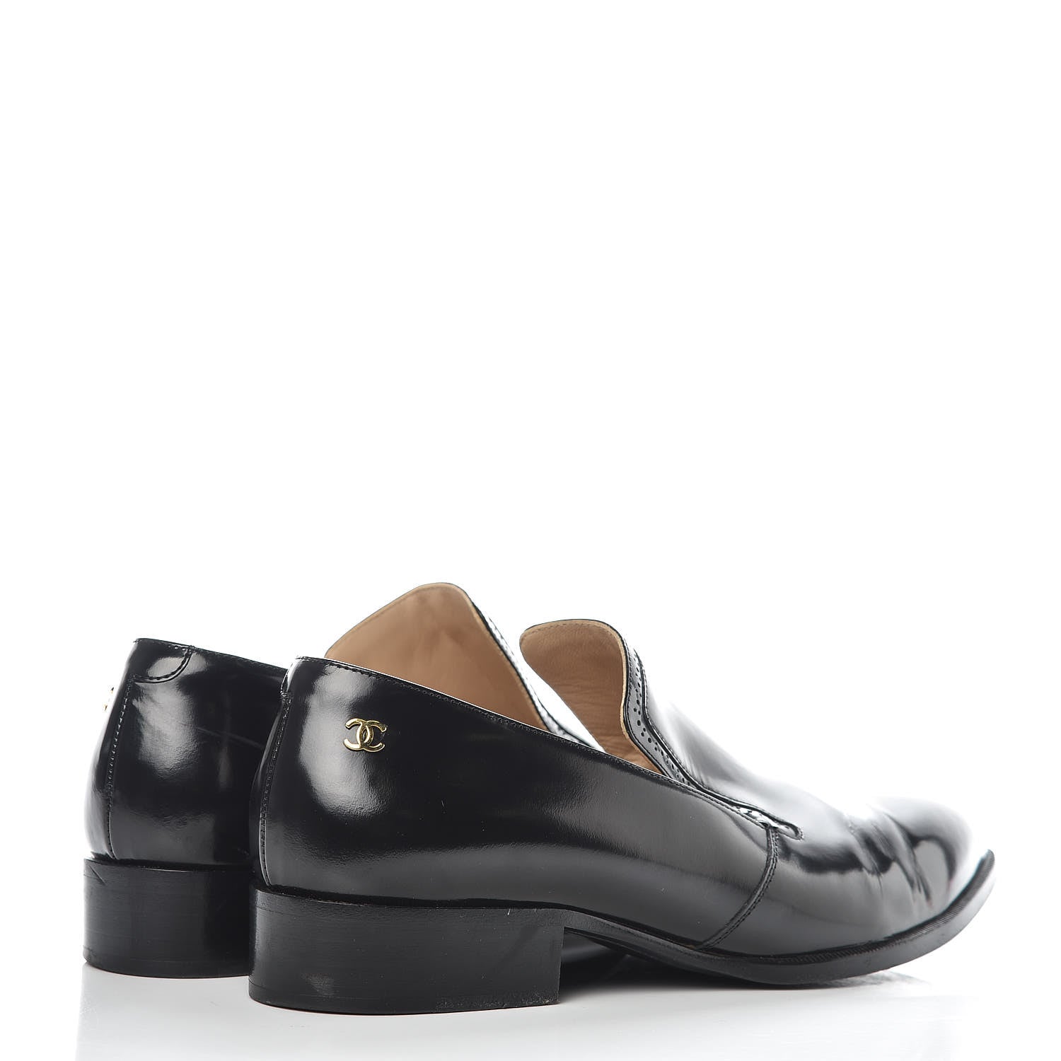 Chanel Glazed Calfskin CC Loafers 38 Black 4 of 14