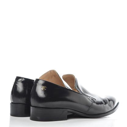 Chanel Glazed Calfskin CC Loafers 38 Black 4 of 14