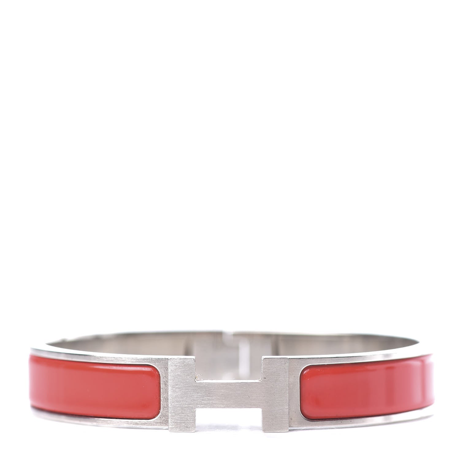 Hermes Matte Enamel Narrow Clic Clac HH Bracelet Rouge Vif 1 of 4