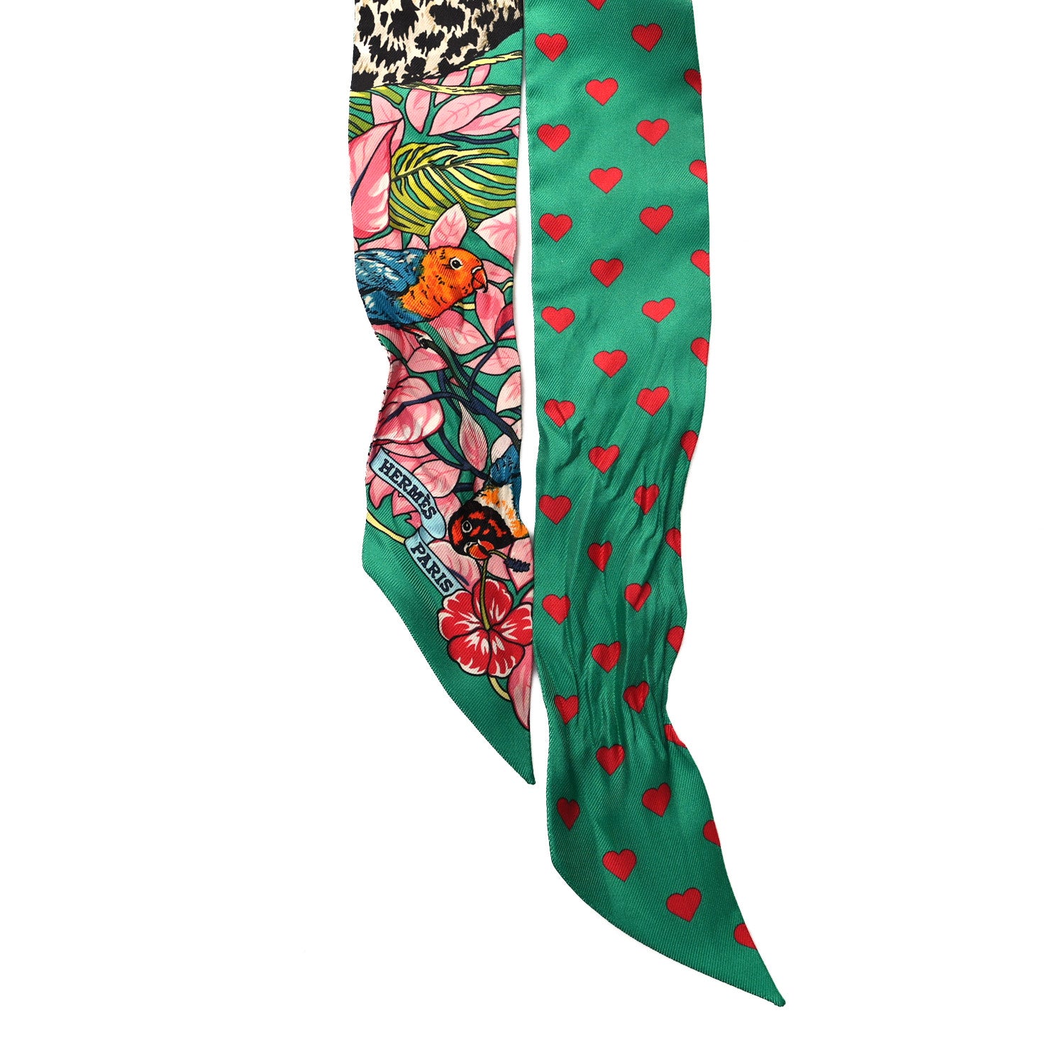 Hermes Silk Jungle Love Love Twilly Emeraude Rose Brun 2 of 4