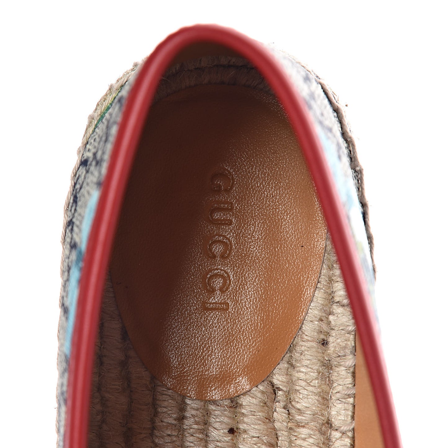 GG Supreme Monogram Blooms Espadrilles 37 Beige Blue Navy Hibiscus Red