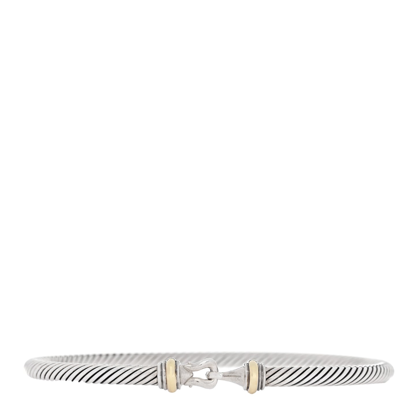 Sterling Silver 18K Yellow Gold 4mm Cable Classic Buckle Bracelet
