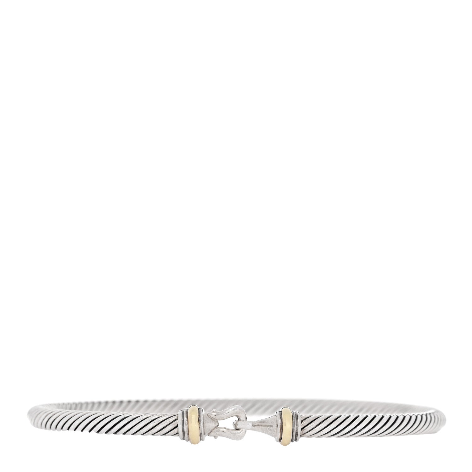David Yurman Sterling Silver 18K Yellow Gold 4mm Cable Classic Buckle Bracelet 1 of 3