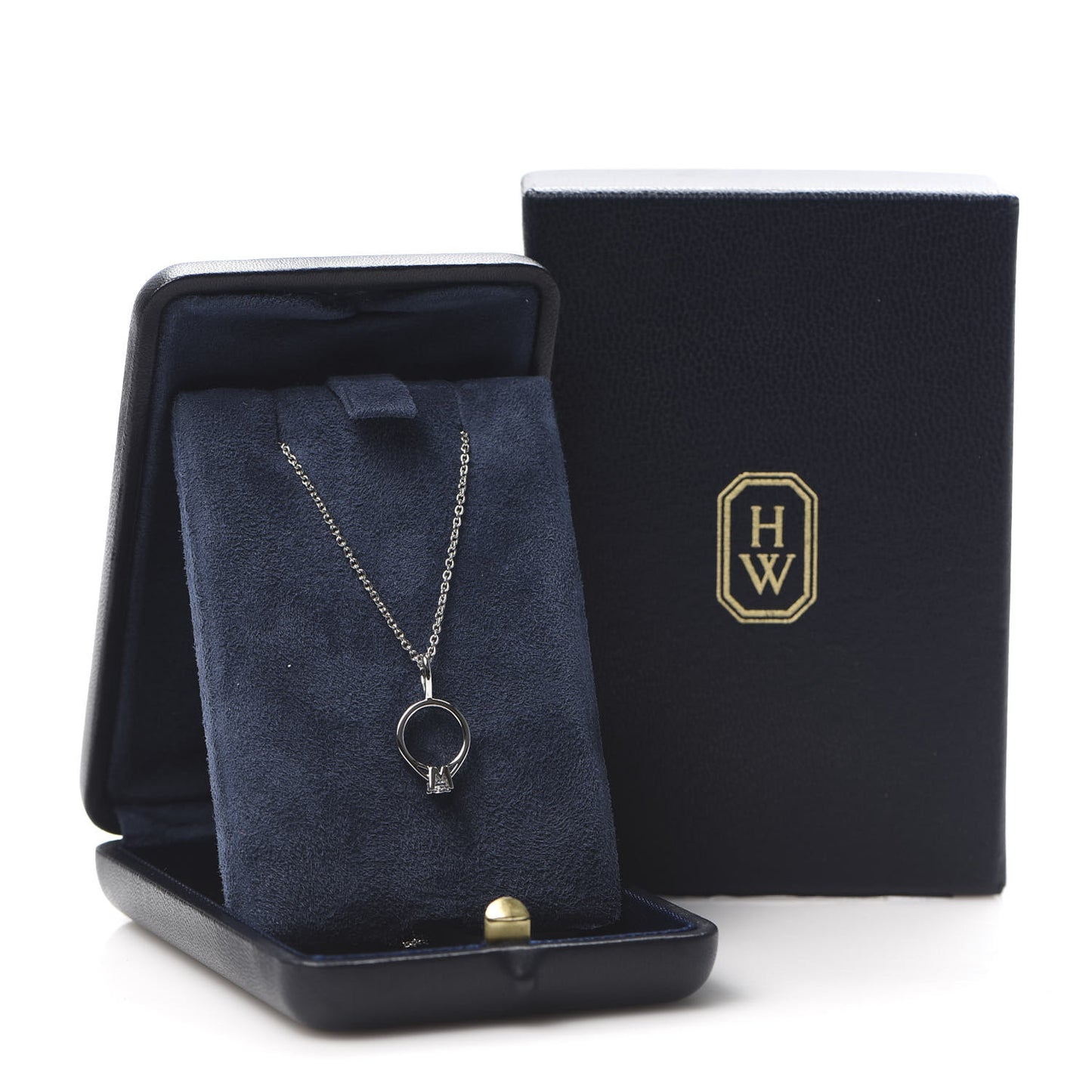 Platinum Diamond Engagement Ring Charm Pendant Necklace