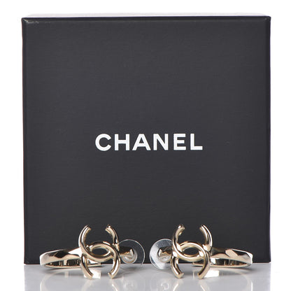 Chanel Metal Textured CC Hoop Earrings Gold 5 of 5
