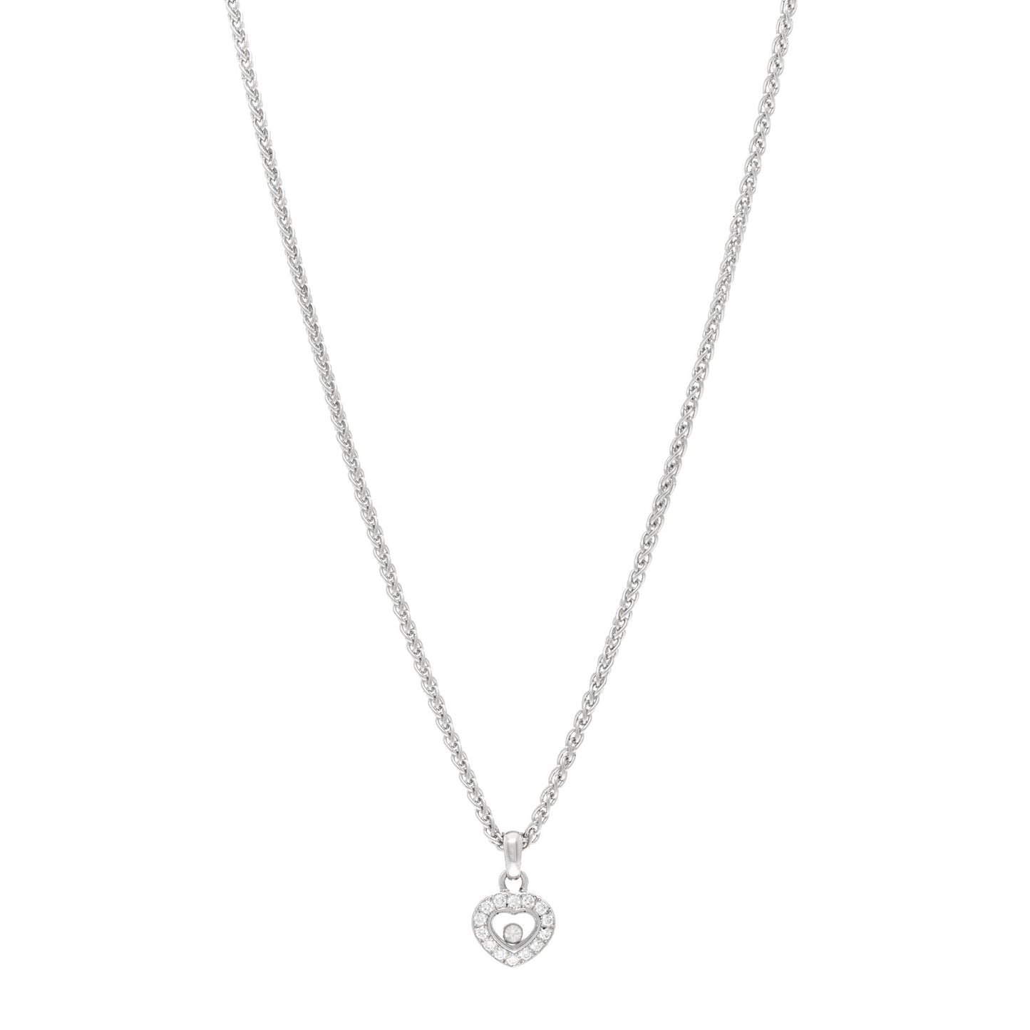 18K White Gold Happy Diamonds Icons Heart Pendant Necklace