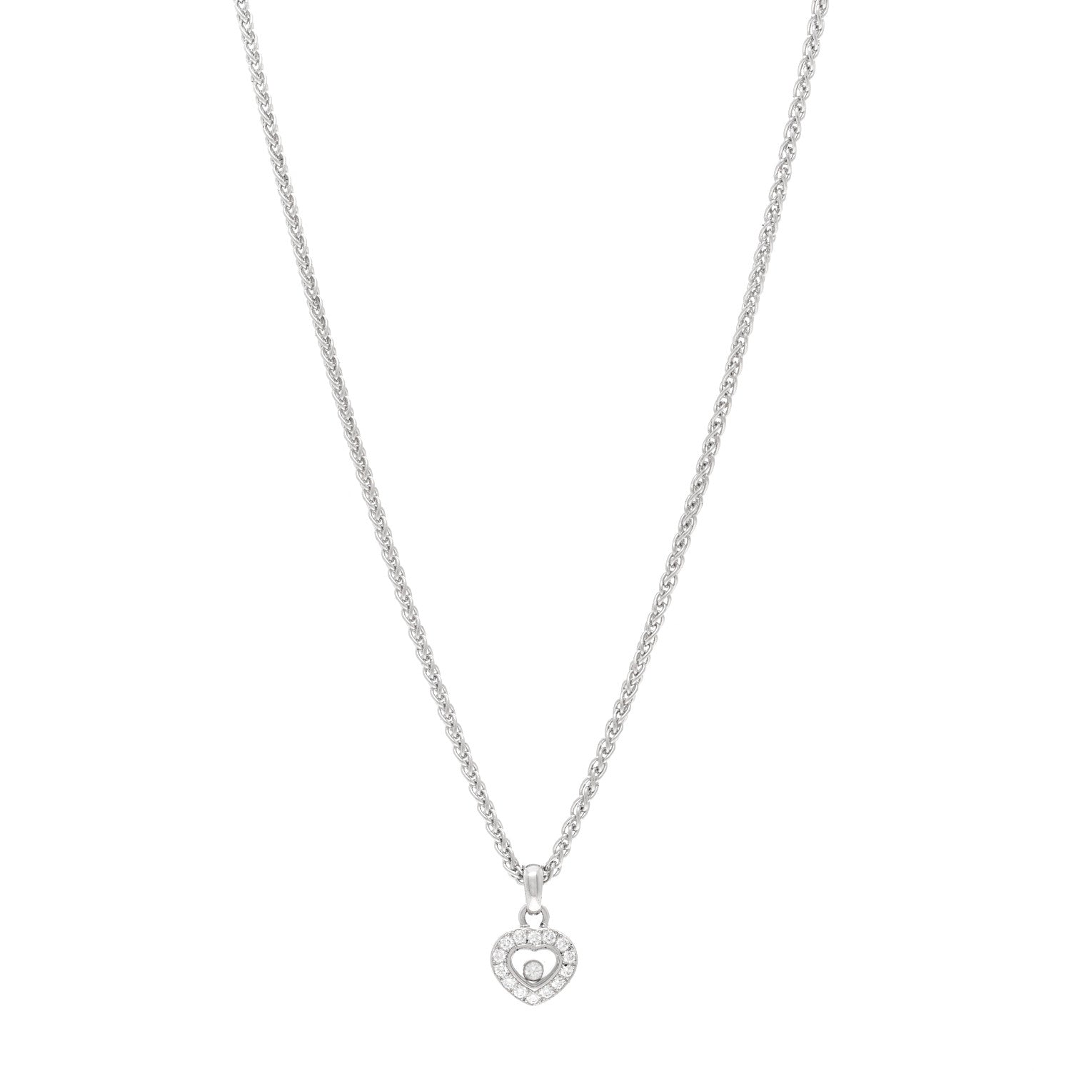 Chopard 18K White Gold Happy Diamonds Icons Heart Pendant Necklace 1 of 4