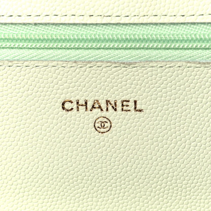 Chanel Caviar Quilted Wallet On Chain WOC Light Green 6 of 11