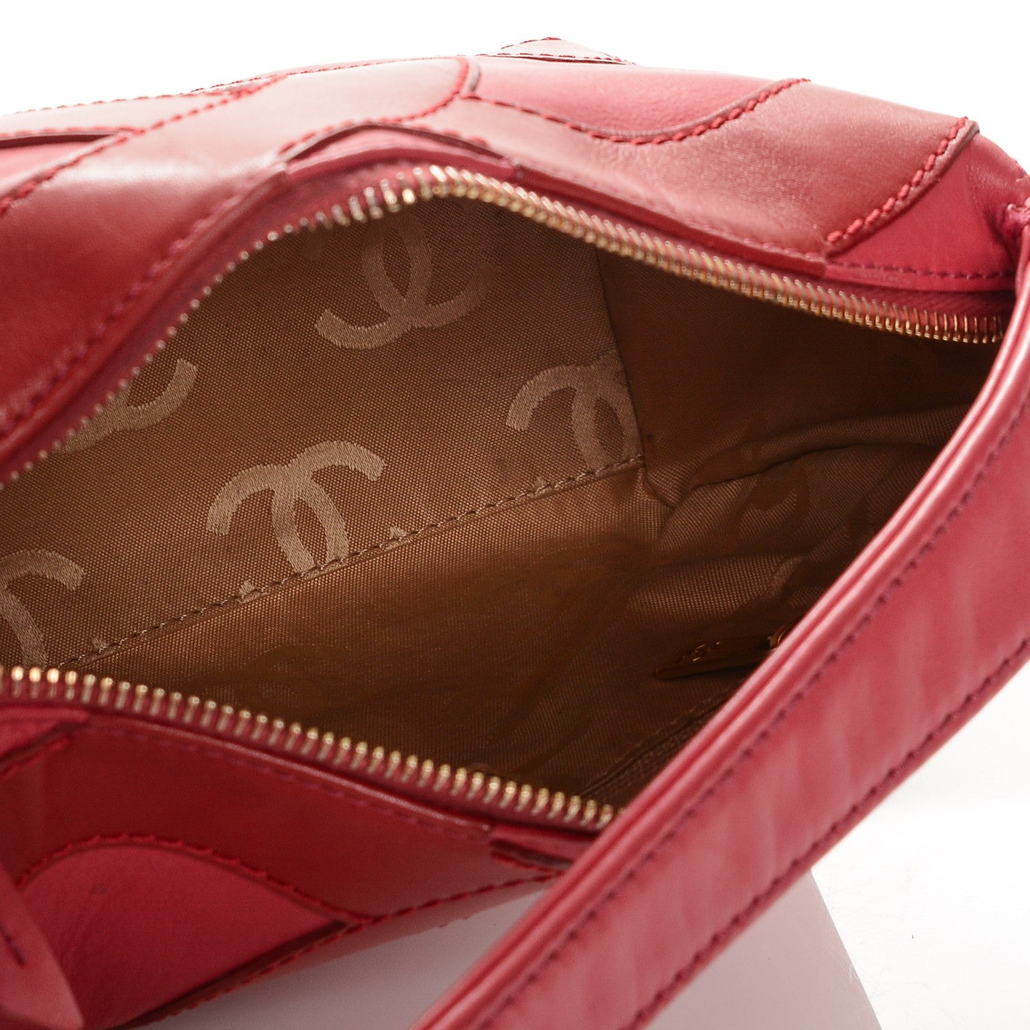 Chanel Lambskin CC Stitched Small Shoulder Bag Red Pink 11 of 13