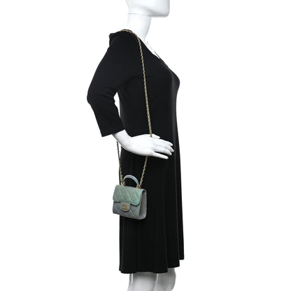 Chanel Lambskin Quilted Ombre Top Handle Flap Clutch With Chain Green Purple 2 of 12