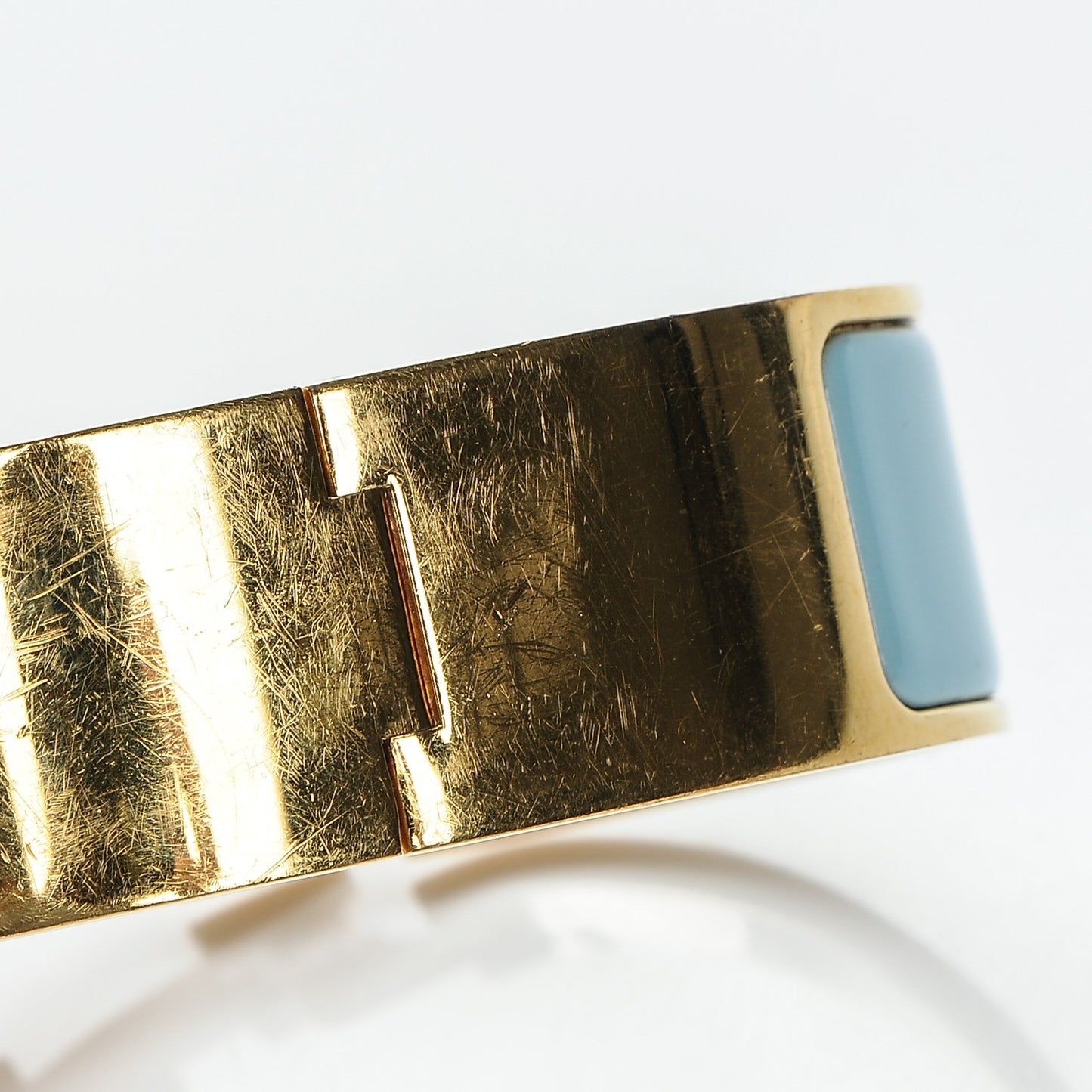 Enamel Wide Clic Clac H Bracelet PM Aigue Marine