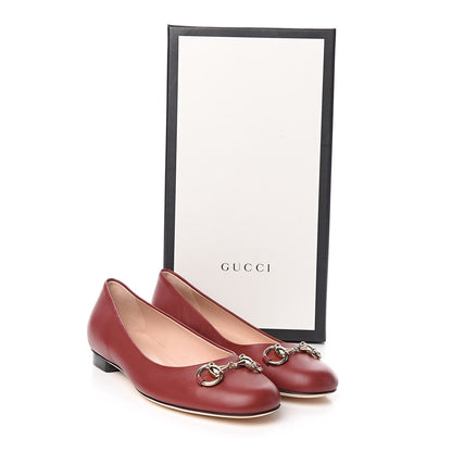 Gucci Calfskin Horsebit Ballerina Flats 36 Red 9 of 9