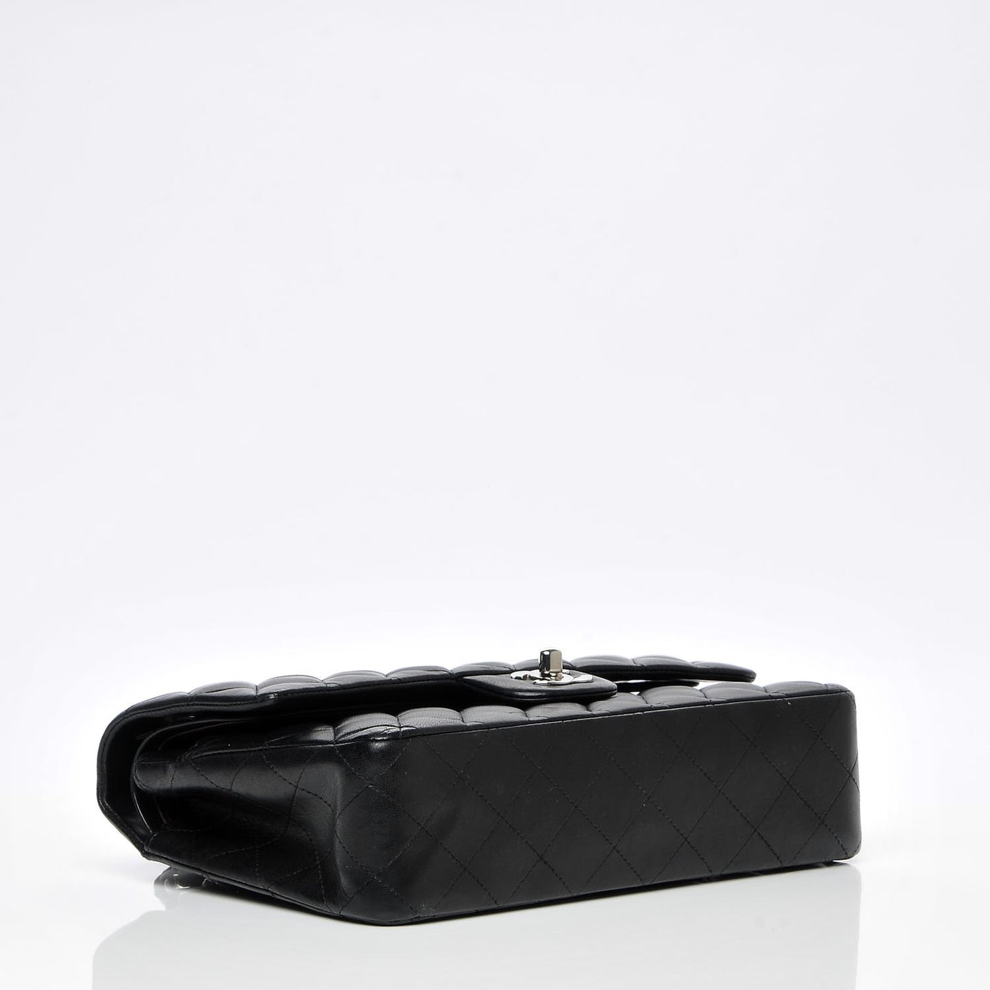 Lambskin Quilted Medium Double Flap Black