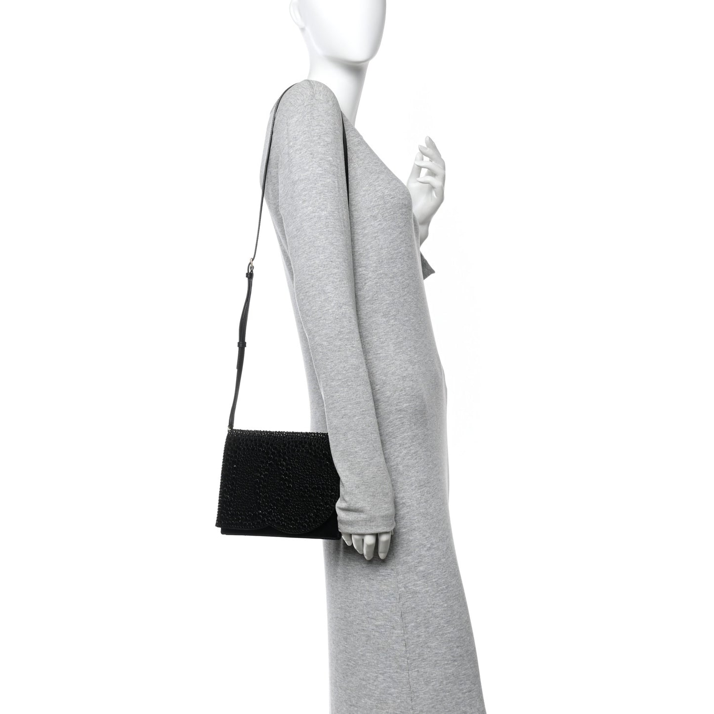 Satin Crystal DG Logo Flap Crossbody Bag Black