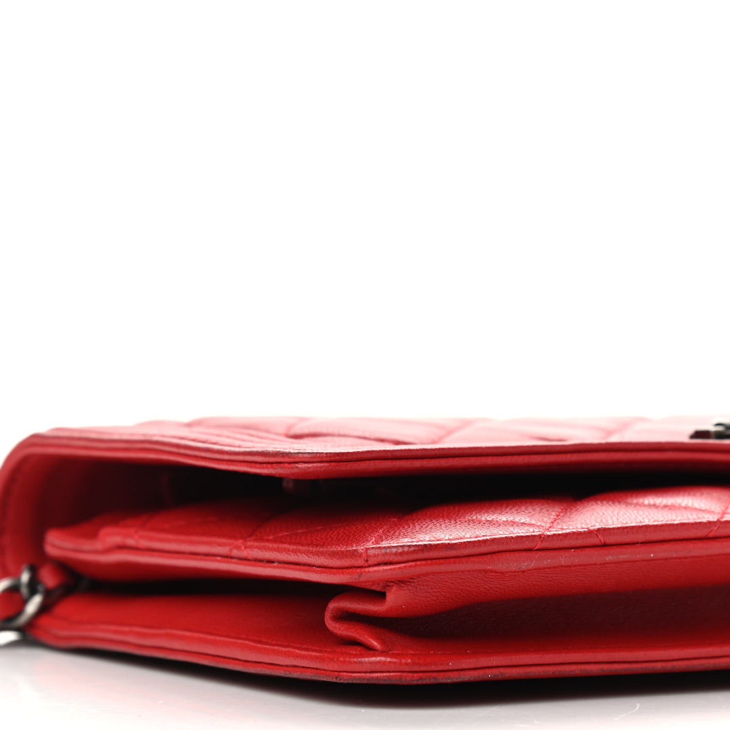 Lambskin Quilted Boy Wallet On Chain WOC Red
