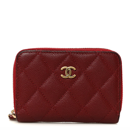 Chanel Caviar Quilted Zip Around Coin Purse Burgundy 1 of 9