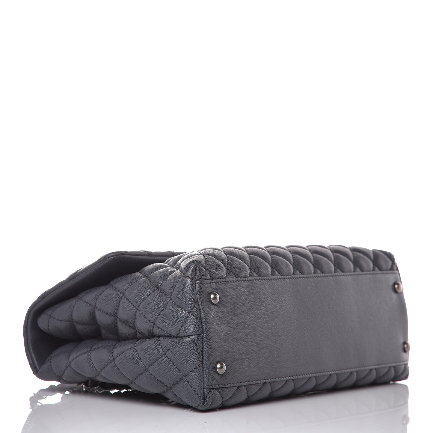 Caviar Lizard Quilted Medium Coco Handle Flap Grey