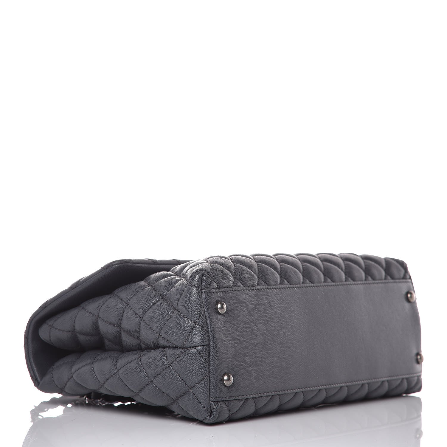 Chanel Caviar Lizard Quilted Medium Coco Handle Flap Grey 4 of 10